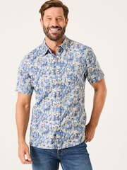 FatFace Blue Leaves Print Short Sleeve Shirt - Image 1 of 5