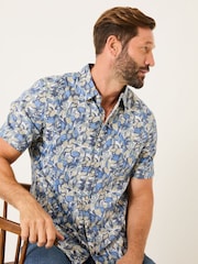 FatFace Blue Leaves Print Short Sleeve Shirt - Image 3 of 5