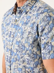 FatFace Blue Leaves Print Short Sleeve Shirt - Image 4 of 5