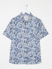 FatFace Blue Leaves Print Short Sleeve Shirt - Image 5 of 5
