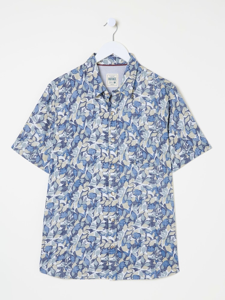 FatFace Blue Leaf Short Sleeve Shirt - Image 6 of 6