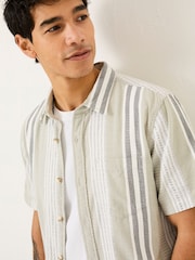 FatFace Light Green Short Sleeve Oask Stripe Shirt - Image 4 of 6