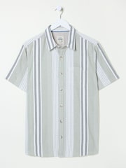 FatFace Light Green Short Sleeve Oask Stripe Shirt - Image 6 of 6