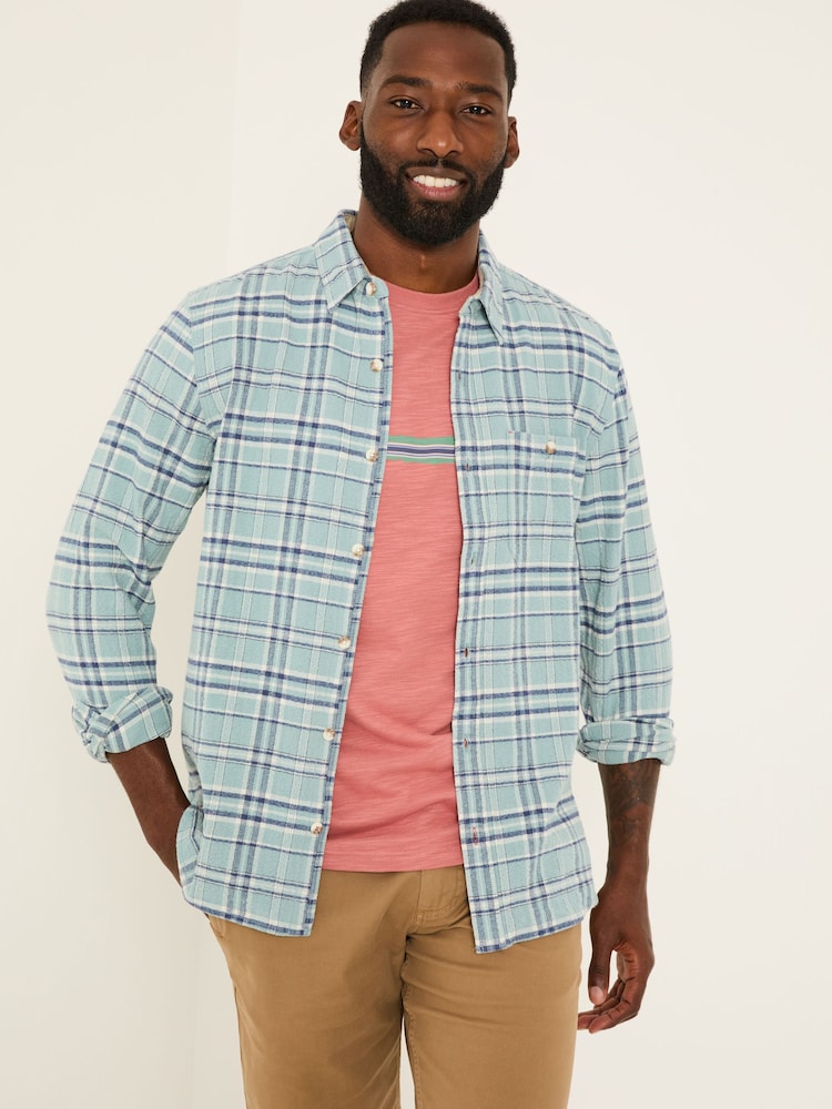 FatFace Blue Long Sleeve Trent Check Shirt - Image 1 of 5