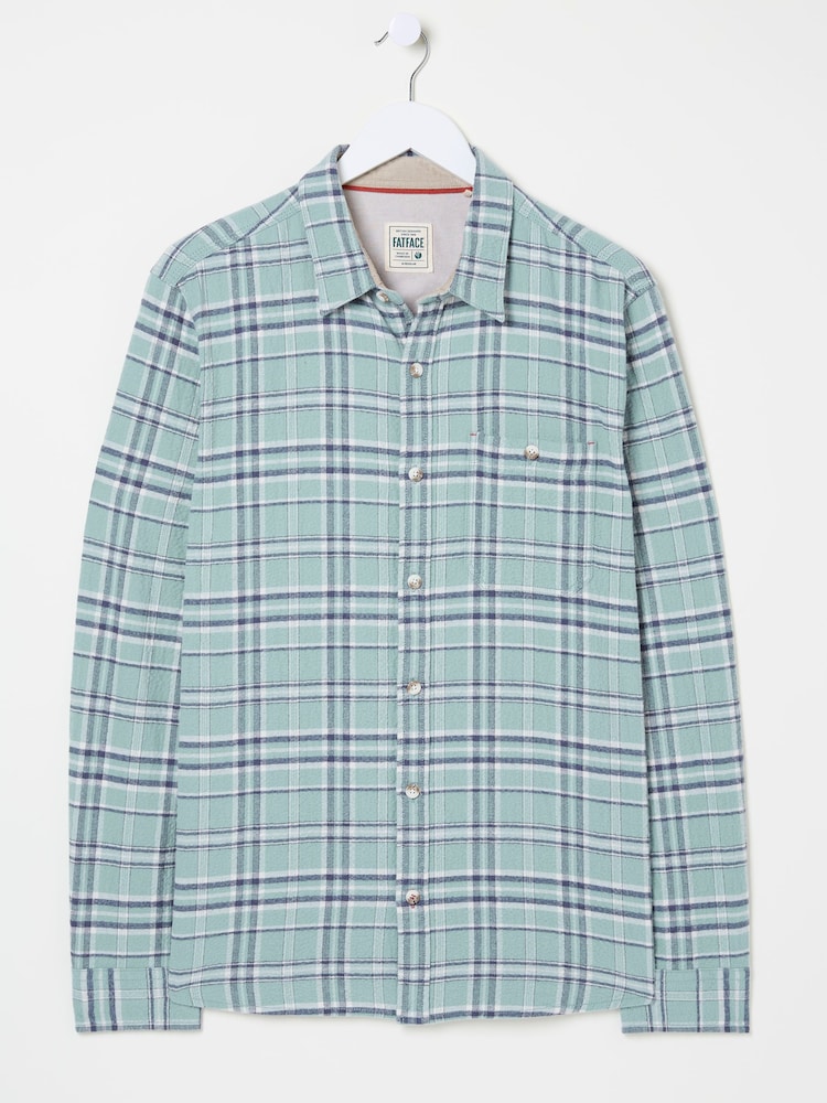 FatFace Blue Long Sleeve Trent Check Shirt - Image 5 of 5