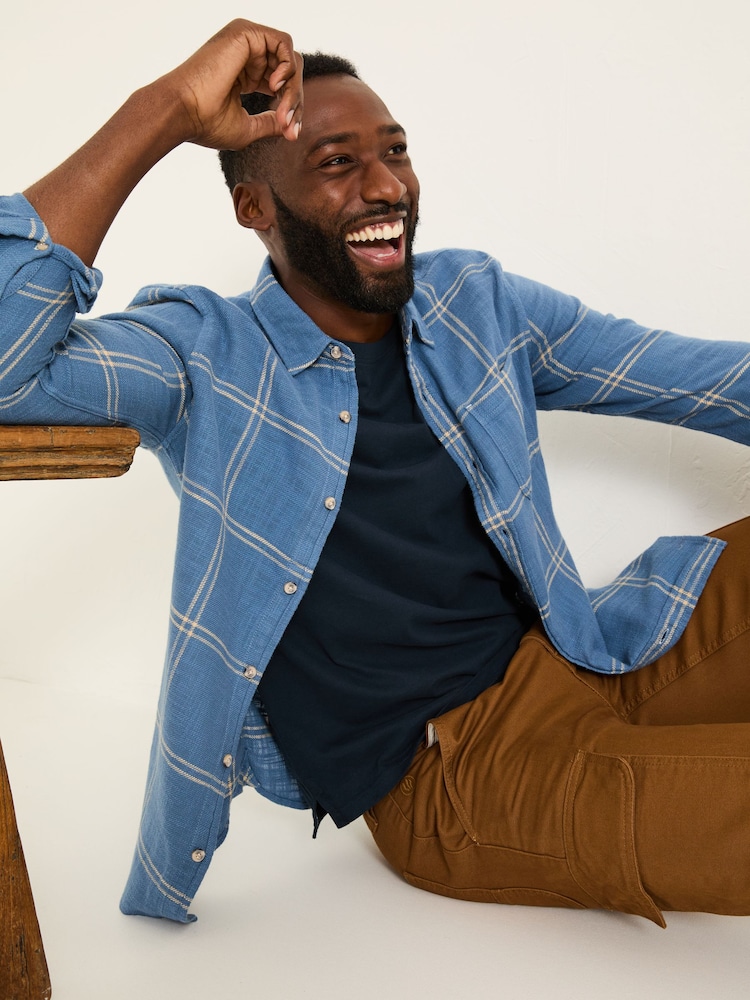 FatFace Wells Blue Long Sleeve Check Shirt - Image 3 of 5