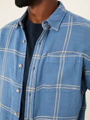 FatFace Wells Blue Long Sleeve Check Shirt - Image 4 of 5