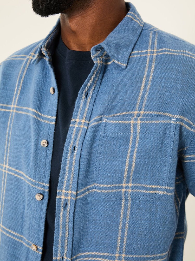 FatFace Wells Blue Long Sleeve Check Shirt - Image 4 of 5