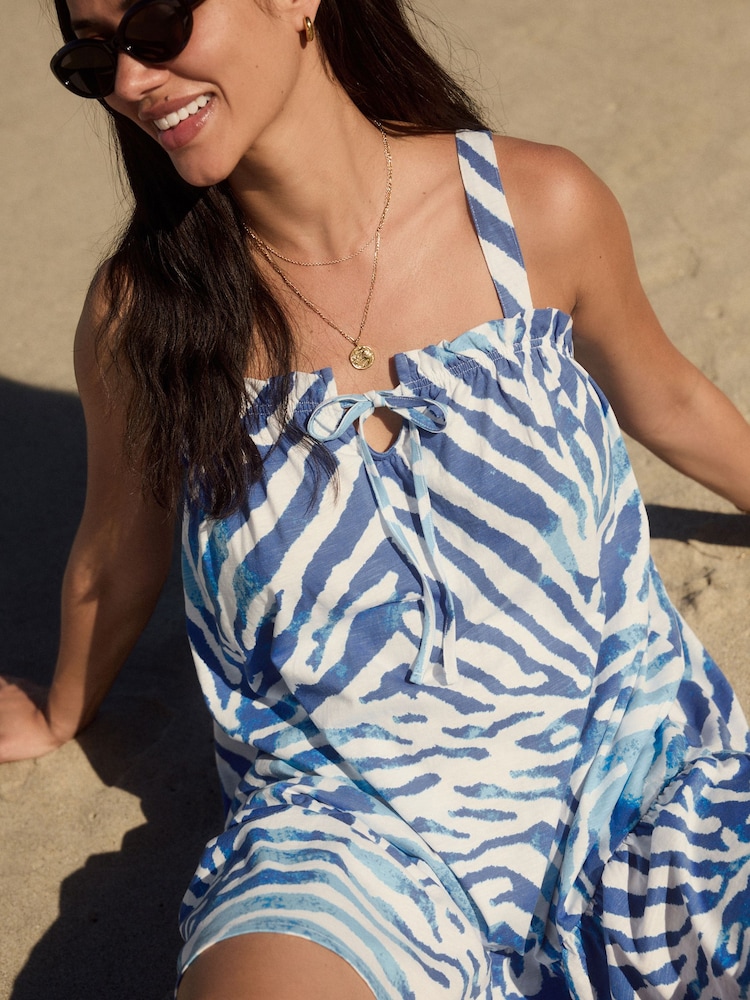 Blue Jersey Mini Summer 100% Cotton Dress - Image 3 of 6