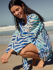 Blue 100% Cotton Tie Cover-Up - Image 3 of 5