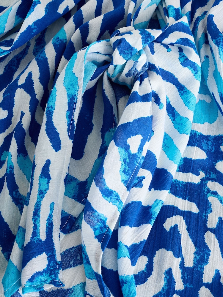 Blue 100% Cotton Tie Cover-Up - Image 8 of 8 Blue 100% Cotton Tie Cover-Up - Image 8 of 8