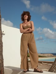 Olive Green Shirred Bandeau Jumpsuit - Image 2 of 8