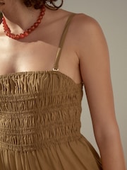 Olive Green Shirred Bandeau Jumpsuit - Image 5 of 8