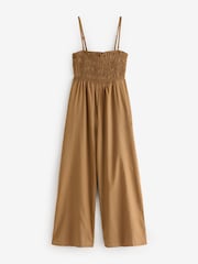 Olive Green Shirred Bandeau Jumpsuit - Image 7 of 8