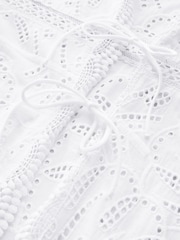Cream 100% Cotton Embroidered Open Cover-Up - Image 10 of 10