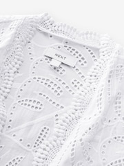 Cream 100% Cotton Embroidered Open Cover-Up - Image 9 of 10