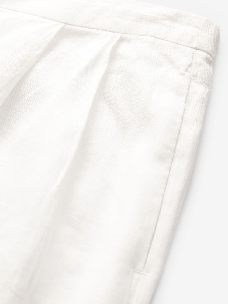 White Premium 100% Linen Wide Leg Trousers - Image 8 of 8 White Premium 100% Linen Wide Leg Trousers - Image 8 of 8