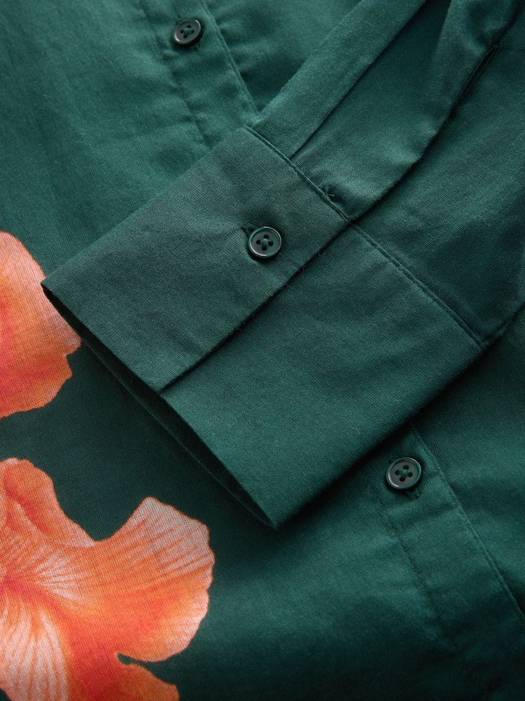 Green 100% Cotton Beach Shirt Cover-Up - Image 8 of 9