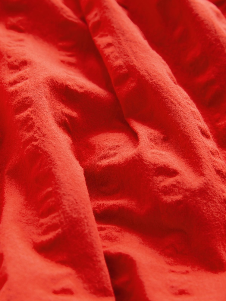 Red Puff Sleeve 100% Cotton Mini Dress - Image 10 of 10