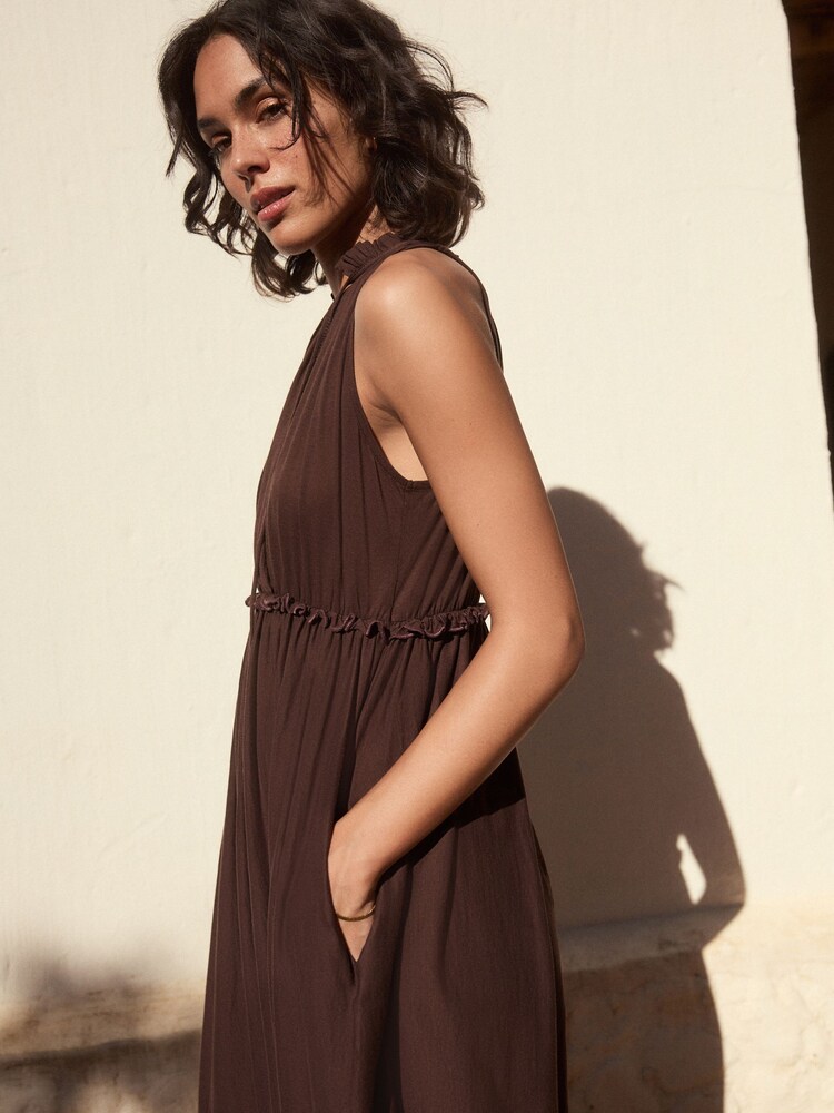 Buy Chocolate Brown Tiered Jersey 100% Cotton Maxi Dress from Next  
