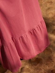 Pink One Shoulder 100% Cotton Midi Dress - Image 8 of 11