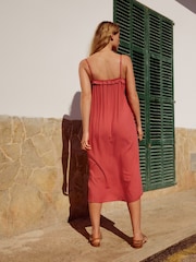 Pink Ruffle Midi Slip Dress - Image 5 of 9