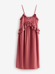 Pink Ruffle Midi Slip Dress - Image 7 of 9