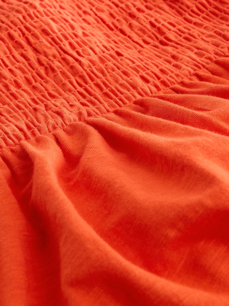 Red Print Bandeau Frill Summer Midi Dress - Image 7 of 8