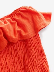 Red 100% Cotton Bandeau Frill Summer Midi Dress - Image 8 of 8