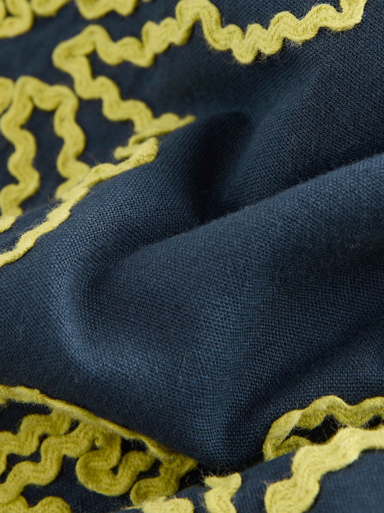 Navy/Yellow One Shoulder Wrap Maxi Dress - Image 8 of 9