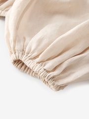 Ecru Cream 100% Linen Long Sleeve Boho Top - Image 8 of 9
