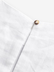 White Premium 100% Linen Boxy Short Sleeve Blouse - Image 10 of 10
