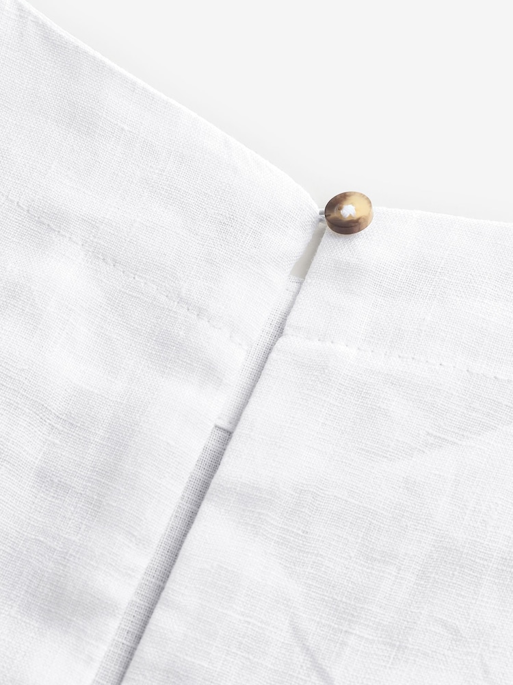 White Premium 100% Linen Boxy Short Sleeve Blouse - Image 10 of 10