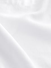 White Premium 100% Linen Boxy Short Sleeve Blouse - Image 9 of 10