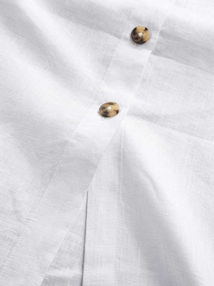White Premium 100% Linen Button Down Pencil Skirt - Image 10 of 10