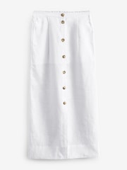 White Premium 100% Linen Button Down Pencil Skirt - Image 8 of 10