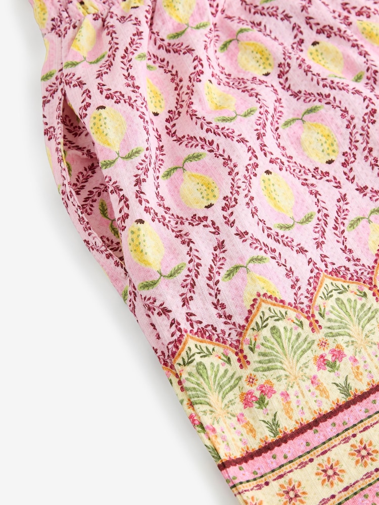 Pink Bandeau Shirred 100% Cotton Playsuit - Image 7 of 8