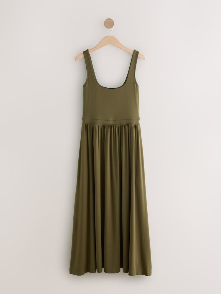 olive green jersey dress Cherie U-Neck Jersey Dress main image 0