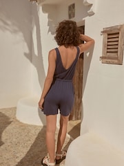 Navy Jersey V-Neck Playsuit - Image 4 of 9