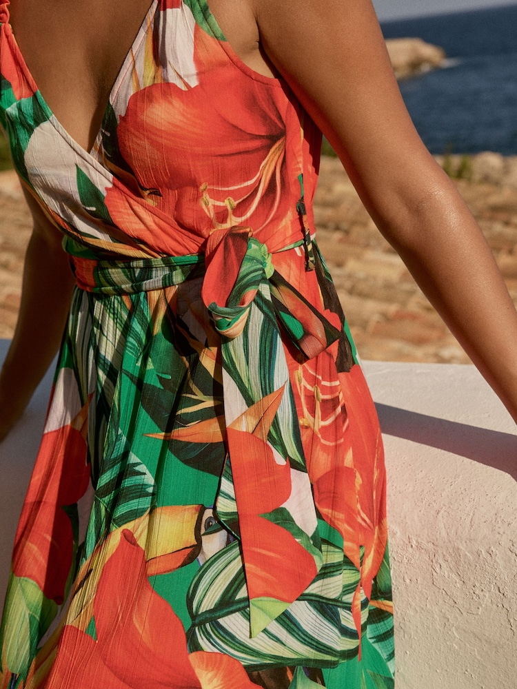 red and green maxi dress Harvey Green Floral Print Maxi Dress - US 8 main image 0