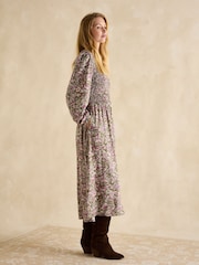 Joules Lilliana Pink/Green Shirred Dress - Image 3 of 6