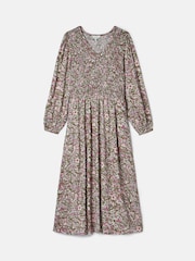 Joules Lilliana Pink/Green Shirred Dress - Image 6 of 6
