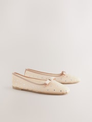 Cream Sparkle Mesh Ballet Slippers - Image 3 of 7