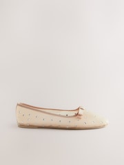 Cream Sparkle Mesh Ballet Slippers - Image 4 of 7