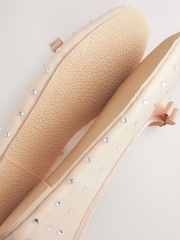 Cream Sparkle Mesh Ballet Slippers - Image 6 of 7