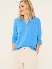 FatFace Paige Bright Blue 100% Cotton Jersey Shirt - Image 1 of 5