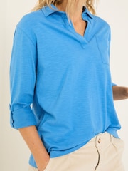 FatFace Paige Bright Blue 100% Cotton Jersey Shirt - Image 4 of 5