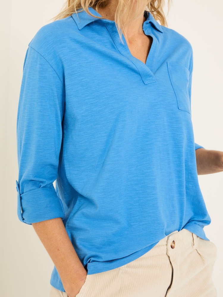 FatFace Paige Bright Blue 100% Cotton Jersey Shirt - Image 4 of 5