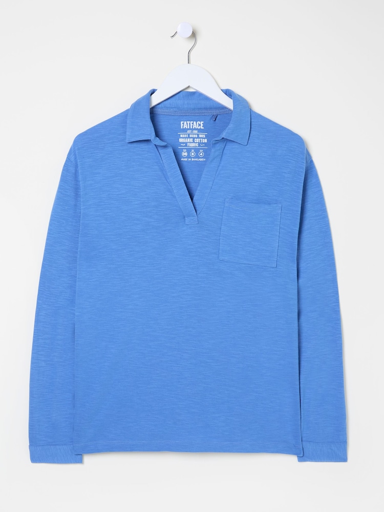 FatFace Paige Bright Blue 100% Cotton Jersey Shirt - Image 5 of 5