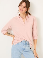FatFace Paige Rose Pink Jersey Shirt - Image 1 of 4